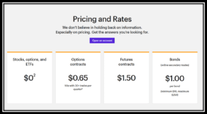eTrade Pricing and Rates as depicted in eOption vs eTrade Review
