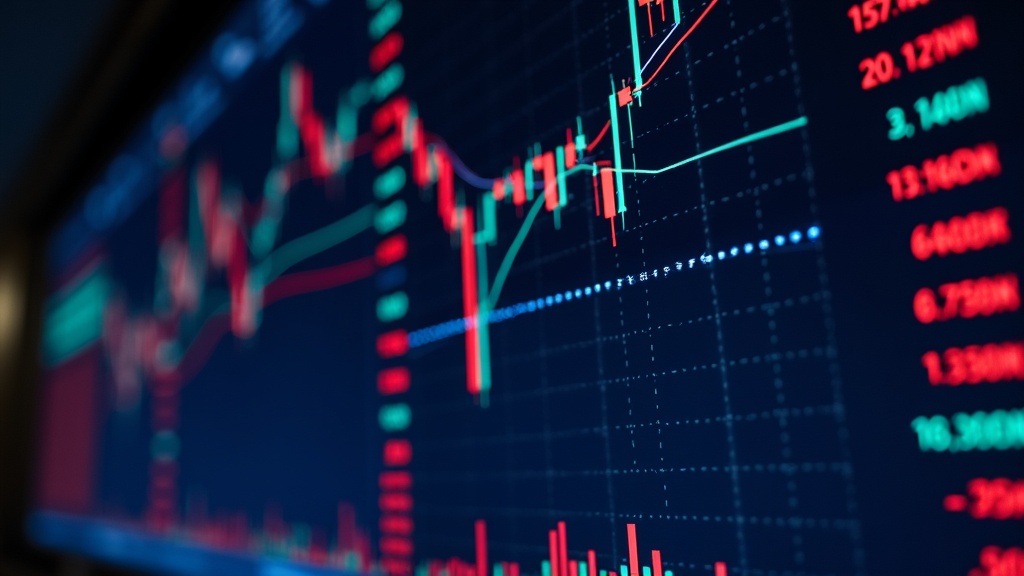 Stock market concept with growth charts and popular company ticker symbols
