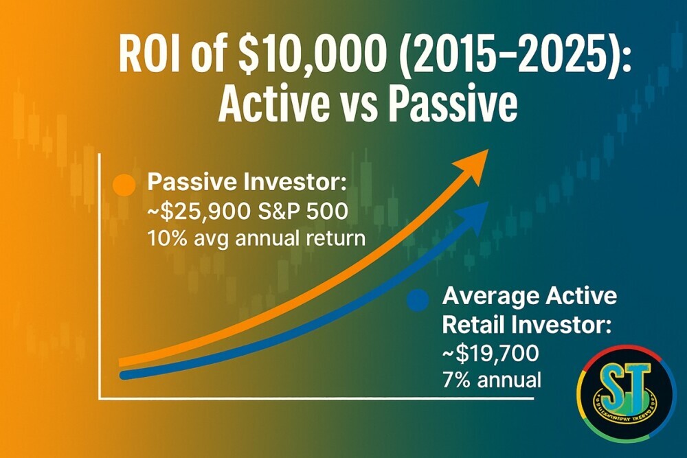 Return on Investment over 10 years of Active vs Passive Investor